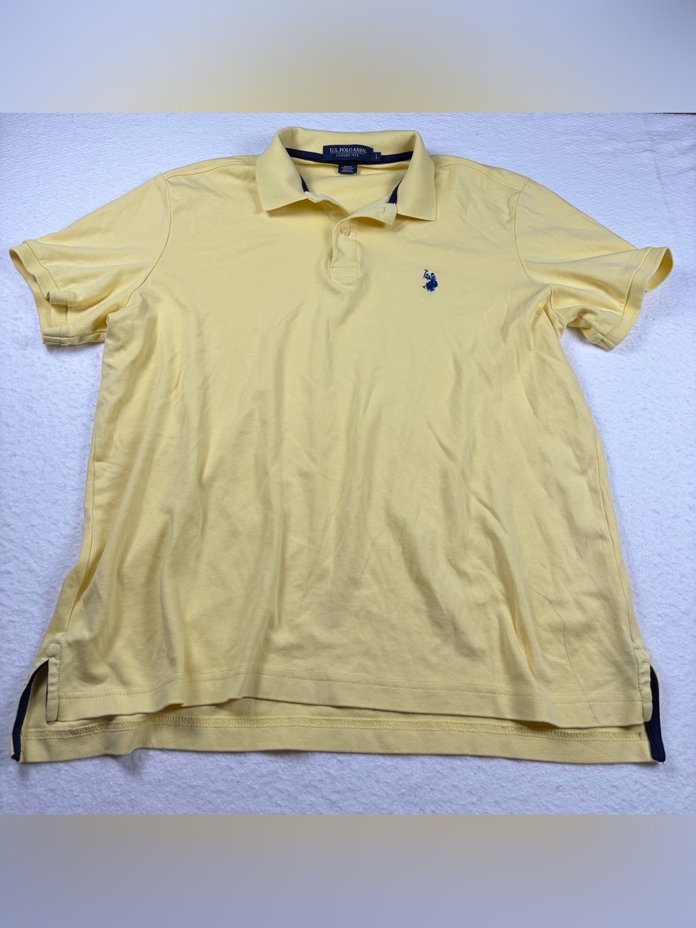 U.S. Polo Assn. Pale Yellow Short-Sleeve Polo with Navy Logo